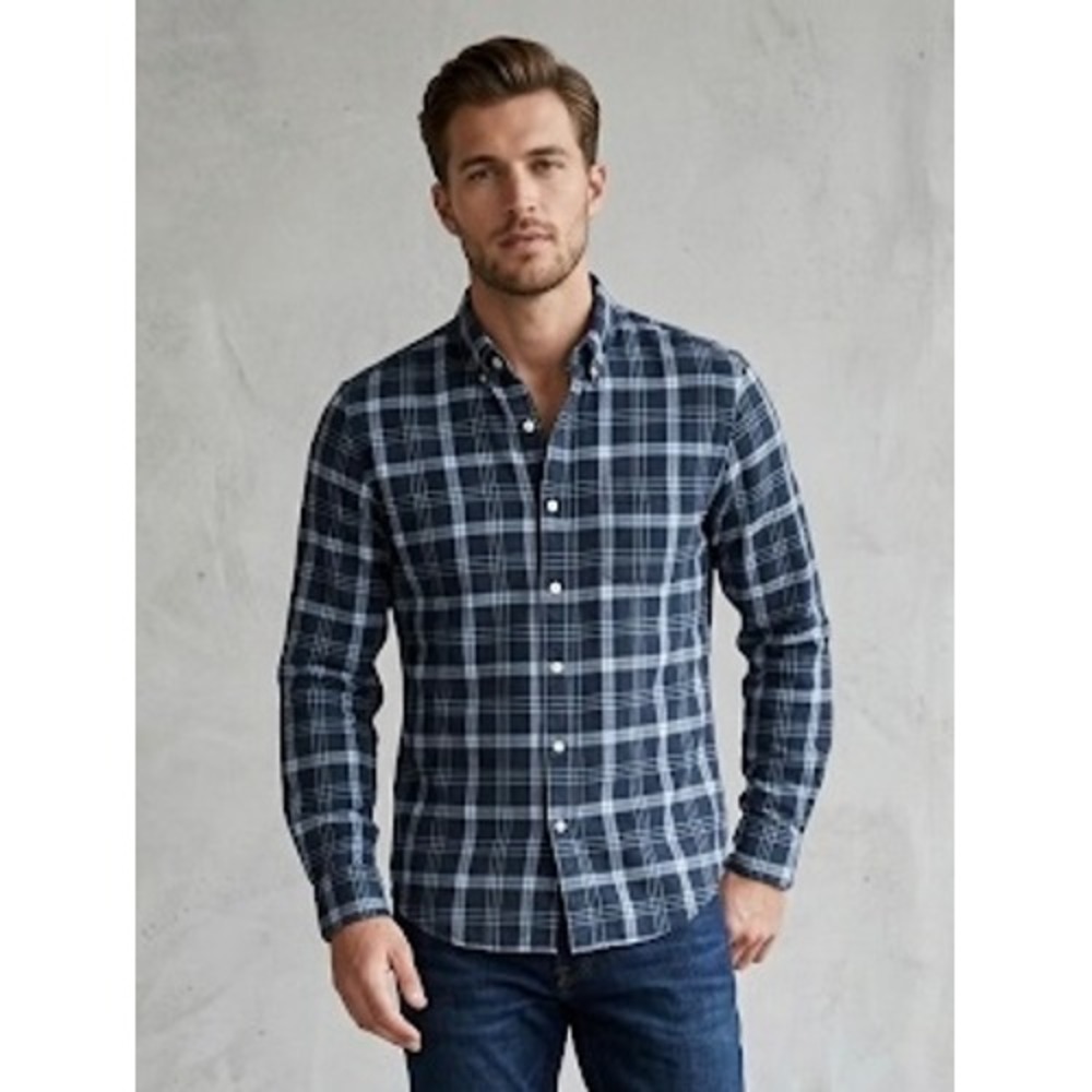 J.Crew Mens Oxford Slim Fit Plaid Button Down Shirt Navy Blue‎ Pink Medium